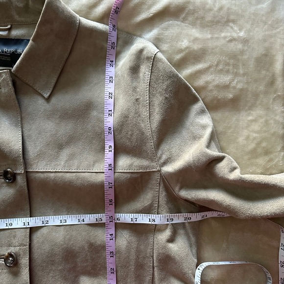 Vintage Banana Republic Womens Suede Leather Button Front Jacket Tan Size L - Picture 4 of 9